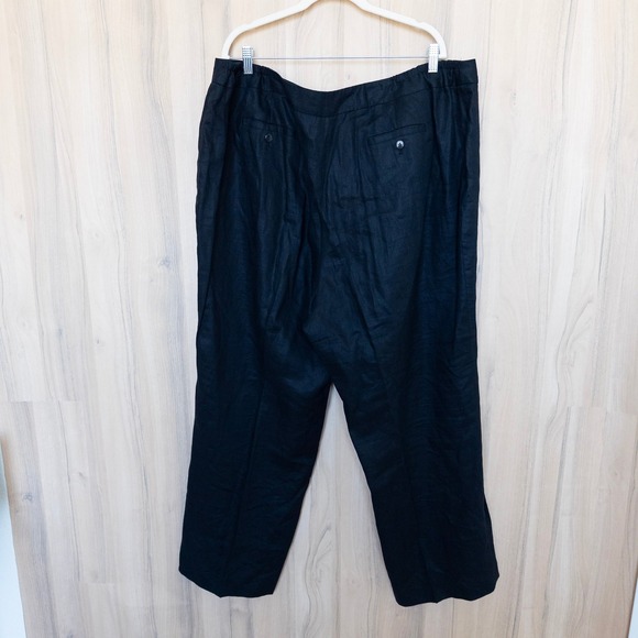 Jones New York Women Linen Pants 24W Black Trousers Coastal Quiet Luxury Classic - Picture 5 of 8